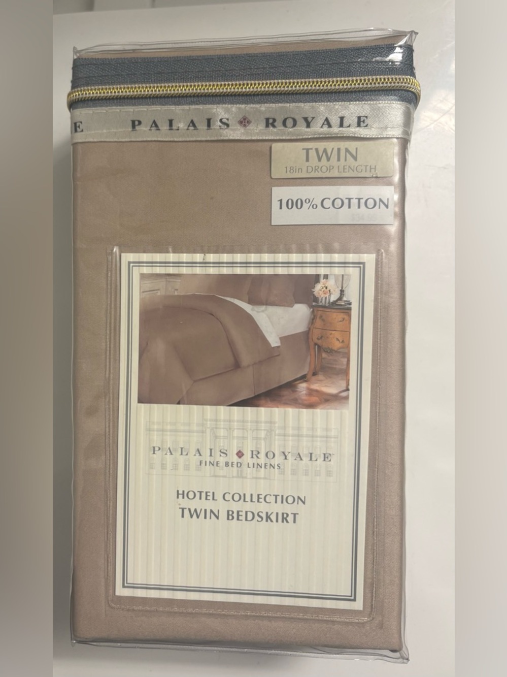 NEW Palais Royale Twin Cotton Bedskirt 18” Drop Tan Beige 400 Thread Count